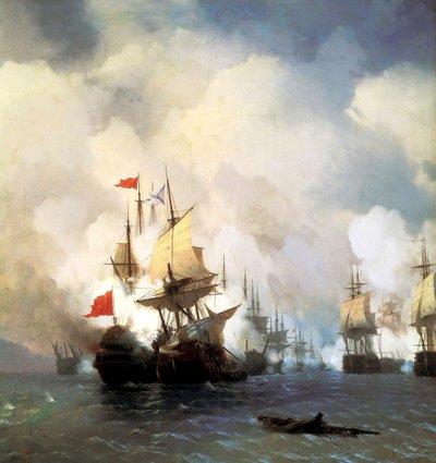 The Naval Battle of Chesma on 5th July 1770 by Ivan Konstantinovich Aivazovsky