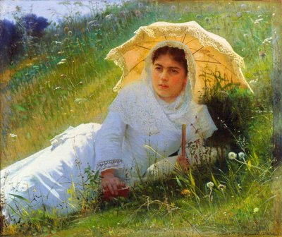 A Hot Day On the Grass. Midday by Ivan Kramskoy