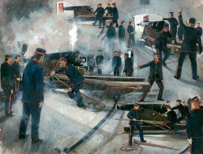Gun crew, Dartmouth Point Battery casemates, Dartmouth Castle, late 19th century by Ivan Lapper