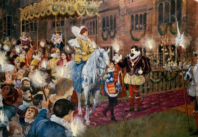 Robert Dudley welcoming Queen Elizabeth I to Kenilworth Castle, Warwickshire, July 1575 by Ivan Lapper