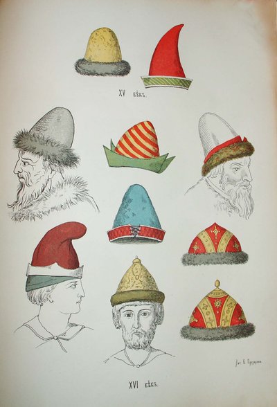 Russian Headgear of the 15th and 16th Centuries, 1850-1852 by Ivan Mikhaylovich Snegirev