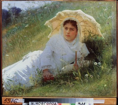 A Hot Day. On the Grass. Midday by Ivan Nikolaevich Kramskoy