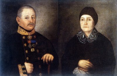Portrait of Major Kroupianov and His Wife by Ivan Vasilievich Tarkhanov