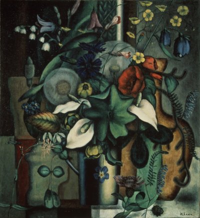 Still Life with Flowers and Jug by Ivan Vassilyevich Klyun