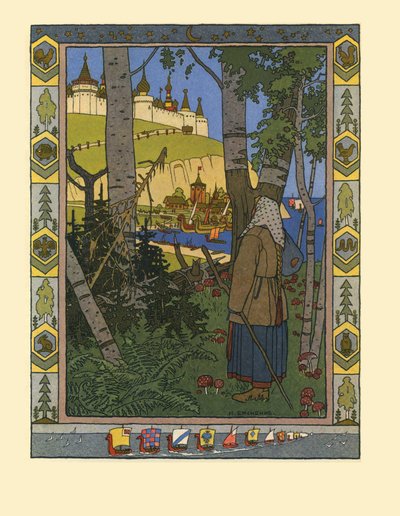 Illustration for the Fairy Tale The Feather of Finist the Falcon by Ivan Yakovlevich Bilibin