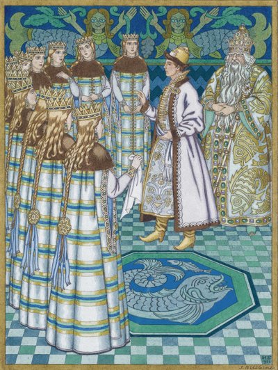 Illustration for the Fairy tale Vasilisa the Beautiful by Ivan Yakovlevich Bilibin