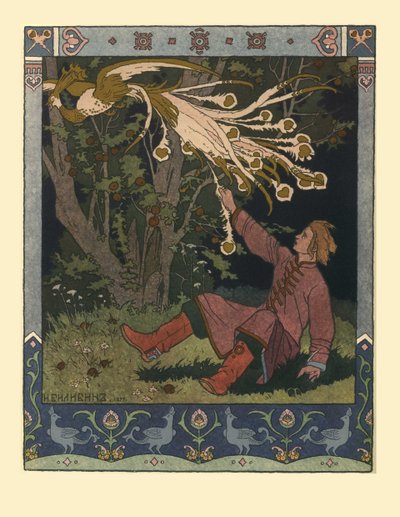 Illustration for the Fairy Tale of Ivan Tsarevich, the Firebird, and the Gray Wolf by Ivan Yakovlevich Bilibin