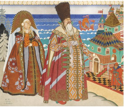 Illustration for the Fairy Tale of the Tsar Saltan by A. Pushkin by Ivan Yakovlevich Bilibin