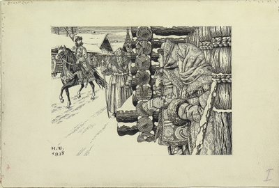 Moscow Street in the 16th Century by Ivan Yakovlevich Bilibin