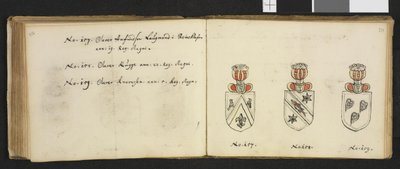 Illustration from a private archive in the National Library titled Insignia Quædam Virorum Illustrium in Norvegia Quodam Habitantium by Iver Nielssøn Hirtzholm by Iver Hirtzholm