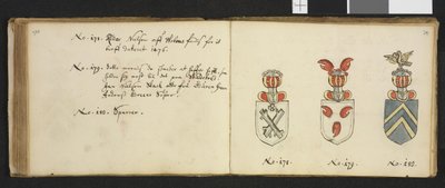 Illustration from a private archive in the National Library titled Insignia Quædam Virorum Illustrium in Norvegia Quodam Habitantium by Iver Nielssøn Hirtzholm by Iver Hirtzholm