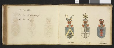 Illustration from a private archive in the National Library titled Insignia Quædam Virorum Illustrium in Norvegia Quodam Habitantium by Iver Nielssøn Hirtzholm by Iver Hirtzholm
