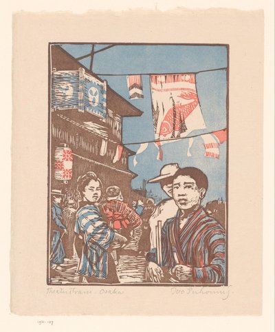 View of Dōtonbori in Osaka by Ivo Puhonny (signed by artist)