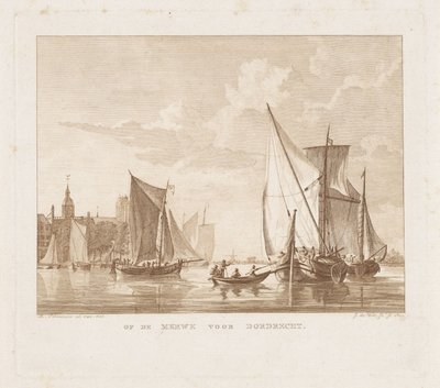 Sailing Ships and a Sloop Before Dordrecht by Izaak Jansz. de Wit