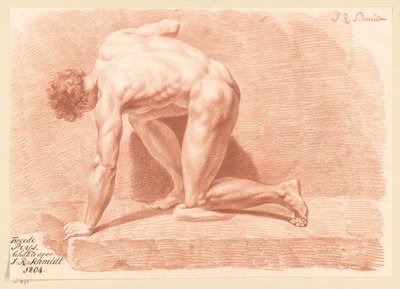 Kneeling Male Nude, Seen from the Side (2nd Prize 1804) by Izaak Riewert Schmidt