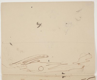 Southern French Mountain Landscape with Vegetation in the Foreground (upper half of double-sided sketch) by J.A. Jerichau