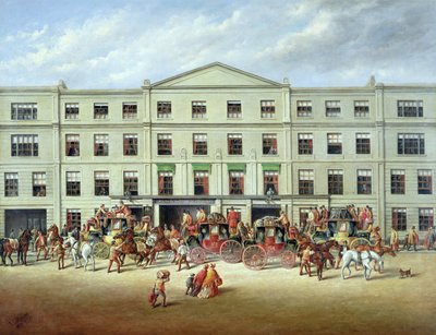 Changing Horses Outside the Plough Inn, Cheltenham, 1870 by J.C. Maggs