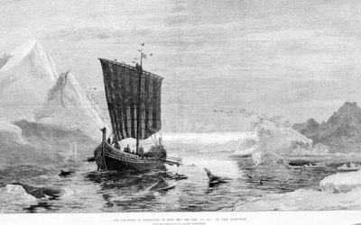 The discovery of Greenland by Erik the Red in the 10th century by C. Rasmussen. The Marine Picture Gallery, Bond Street by J.E. Carl Rasmussen