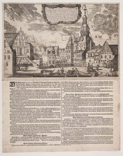 The Castle Square in Copenhagen During the Use of the Sprayers Invented by Fire Director Fuchs by J.E. Wedel
