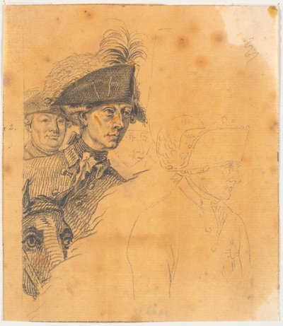 Preparatory Work for the Engraving: Frederick the Great Riding Home After a Review at Potsdam by J.F. Clemens