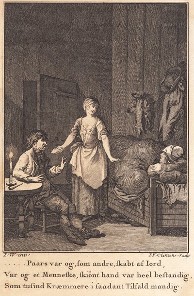 Marthe the Cookmaid Enters the Room to Peder Paars and Per Ruus by J.F. Clemens