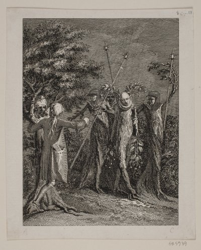 Niels Klim Sees a Potuan Criminal Being Led Away by Three Watchmen by J.F. Clemens