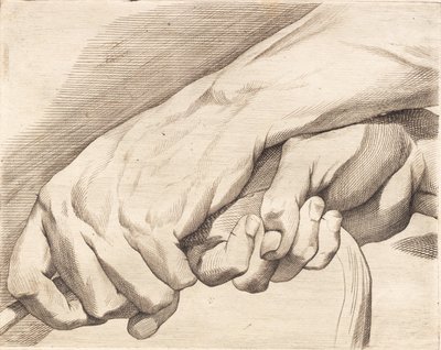 Study sheet of two hands holding a rope by J.F. Clemens