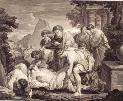 Tobias Burying the Dead During the Plague by J.F. Clemens