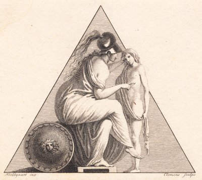 Vignette Depicting Pallas Athena Giving a Young Man Life by J.F. Clemens