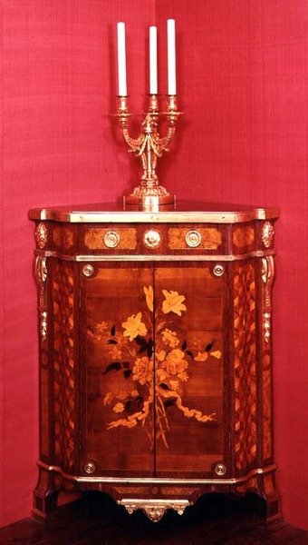 Corner cupboard, one of a pair by J.F. Oeben, Paris, c.1760-62 by J.F. Oeben c.1760 62 J.F. Oeben c.1760 62