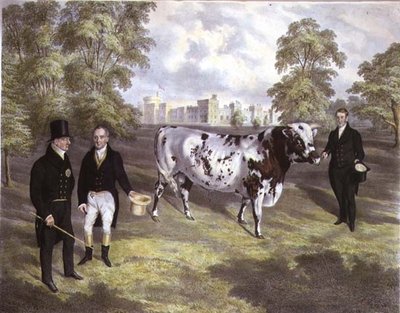 Sir Charles Morgan Presenting King William IV with a Shorthorn Bull at Tredegar Castle, Monmouth, Engraved by M. Gauci by J.H. (after) Carter