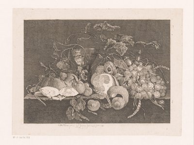 Still Life with Fruits and Oysters by J.L.L.C. Zentner