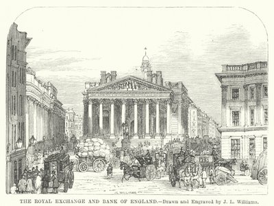The Royal Exchange and Bank of England by J.L. (after) Williams