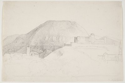 Landscape Study with Mountain and Buildings. Spoleto, Italy by J.L. Lund