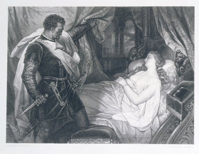 Othello and Desdemonda, engraved by Eduard Buchel by J.M.F. Heinrich