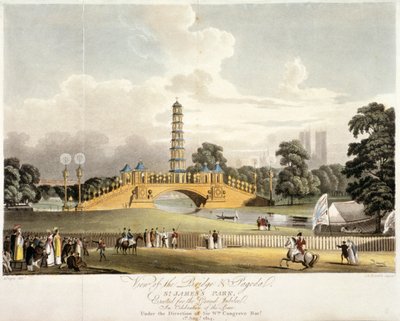View of the Chinese bridge and pagoda in St James