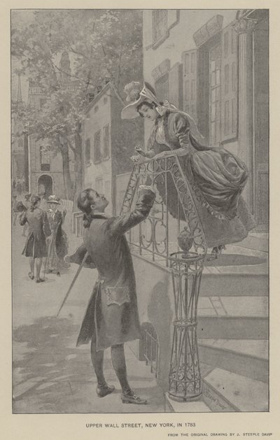 Upper Wall Street, New York, in 1783 by J. (after) Steeple Davis