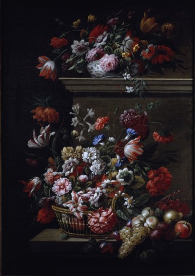 Still life of flowers by J B and Bogdany Jakob Monnoyer