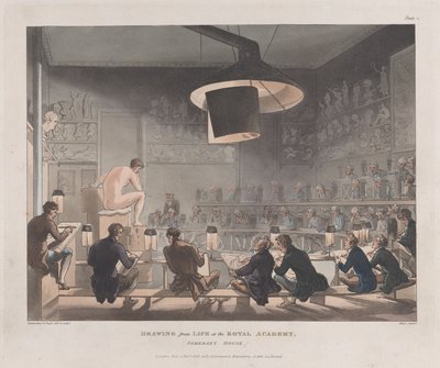 Drawing from Life at the Royal Academy, Somerset House, January 1, 1808 by J. Bluck