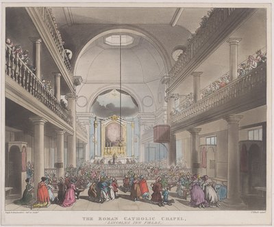 The Roman Catholic Chapel, Lincolns Inn Fields, April 1, 1808 by J. Bluck