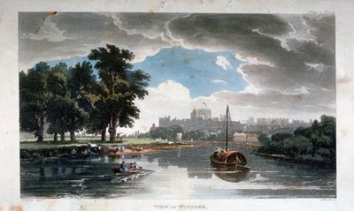 View of Windsor from the River Thames, Berkshire by J Bluck