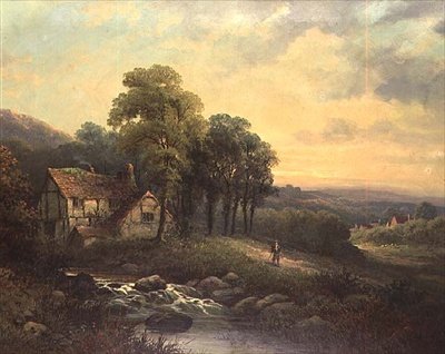 Cottage at Sunset by J. Boel