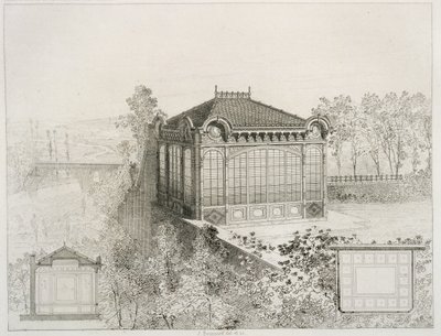 Plans and elevation of a garden pavilion by J. Boussard
