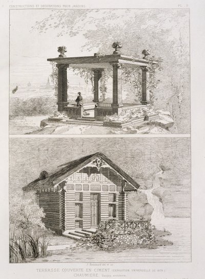 Terrace covered with cement, and bower designed by Danjoy by J. Boussard