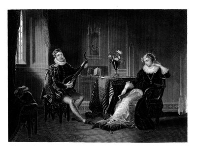 Chatelar Playing the Lute to Mary Queen of Scots by J. C. Armytage