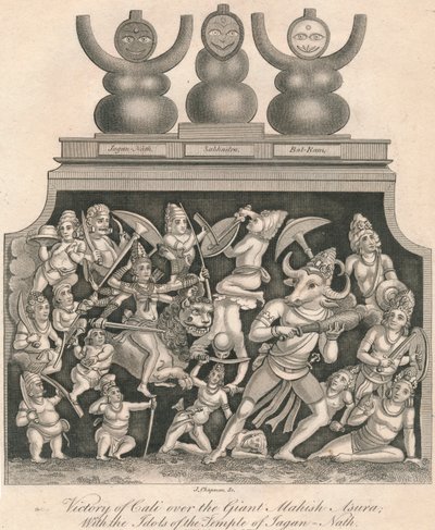 Victory of Kali over the Giant Mahish Asura, With the Idols of the Temple of Jagan-Nath by J. Chapman