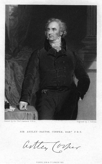 Sir Astley Paston Cooper, 1st Baronet, English surgeon and anatomist, 1831 by J. Cochran
