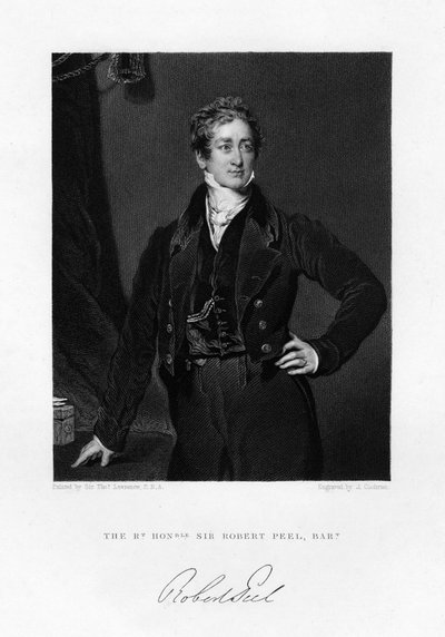 Sir Robert Peel, British Prime Minister, 19th century by J. Cochran