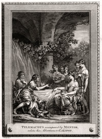 Telemachus Accompanied by Mentor, Relates His Adventures to Calypso, 1774 by J. Collyer