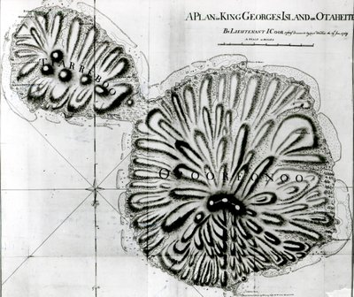 A Plan of King Georges Island or Otheite, 1769 by J. Cook